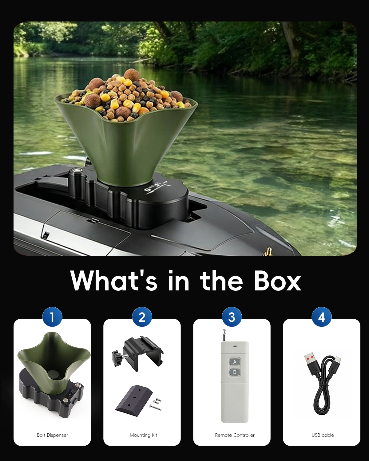 360° Rotating Bait Dispenser & - Fish Finder Cable 评论和价格