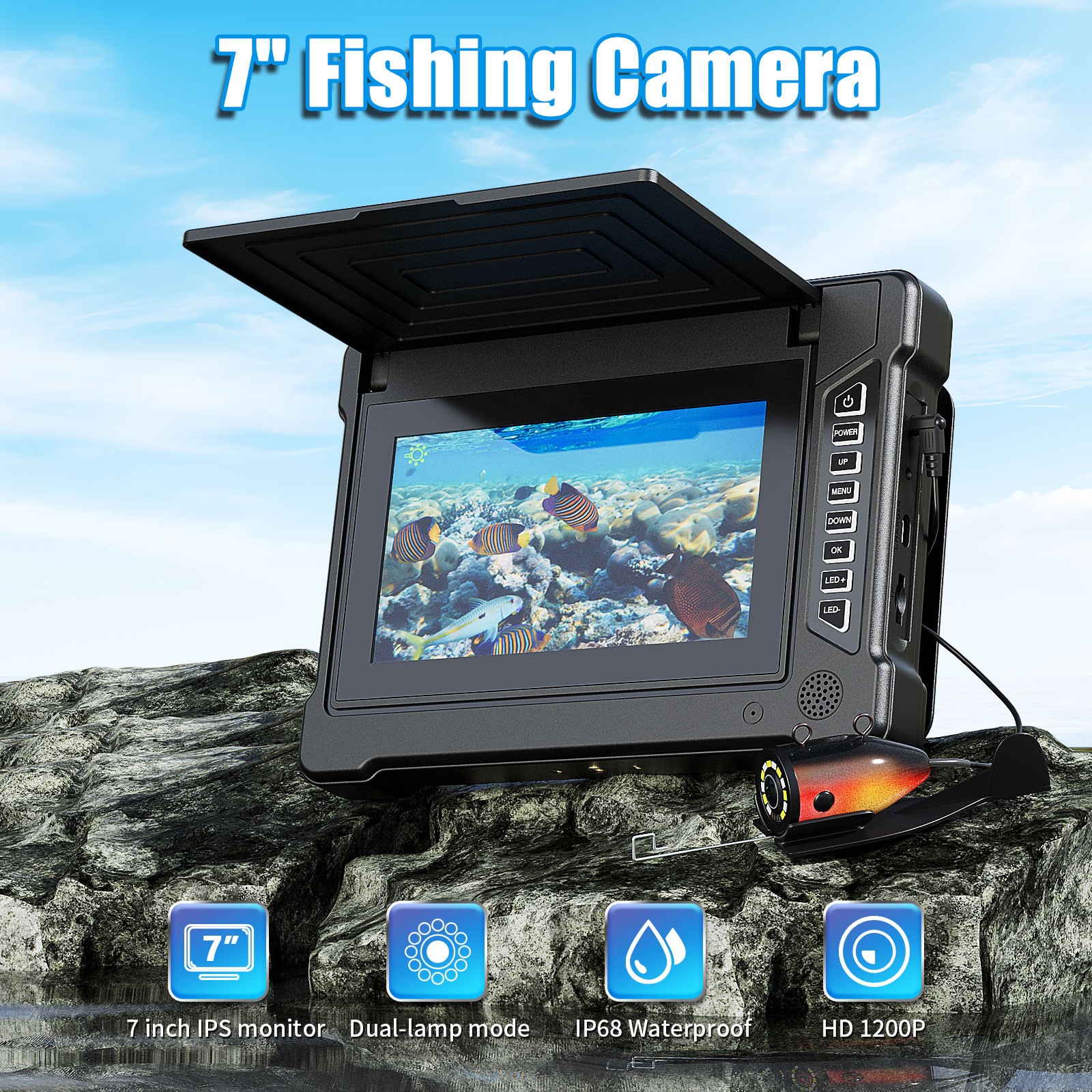 7 Inch 15M 1200TVL Underwater  - Fish Finder Cable 评论和价格