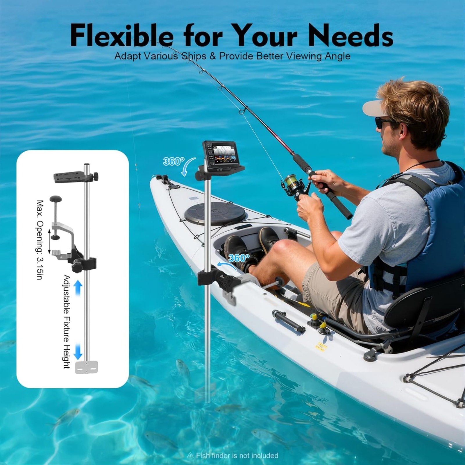 Portable 360° Adjustable Trans - Fish Finder Mount 评论和价格